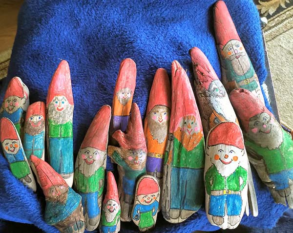 Driftwood hand painted garden Gnomes.